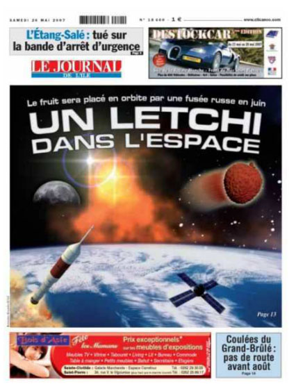 Le letchi dans l'espace, la une du Journal de l'Ile de la Réunion (JIR)