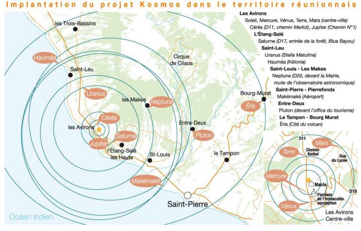 Carte de l'étendue du projet kosmos à la Réunion